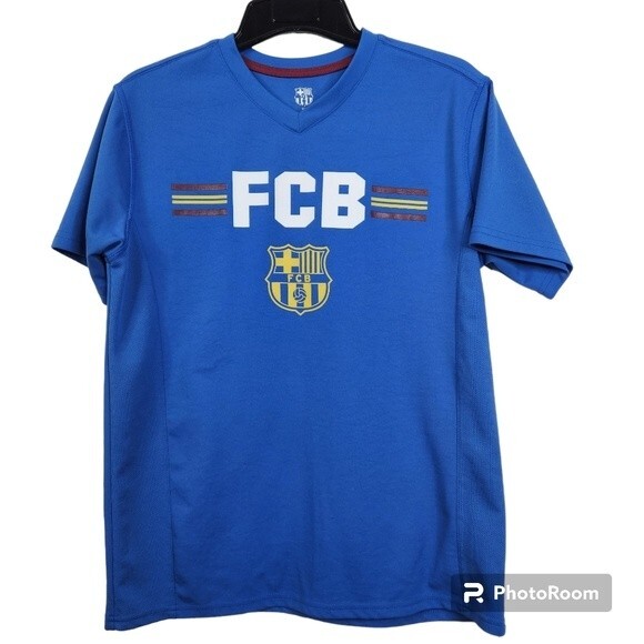 FC Barcelona Men's V-Neck Short Sleeve Shirt Size Large - Picture 1 of 8